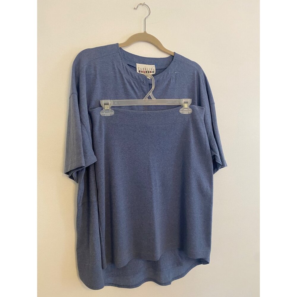 Carolina Colours Comfortable Blue Button-Up Top & Matching Skirt Set Women's Siz